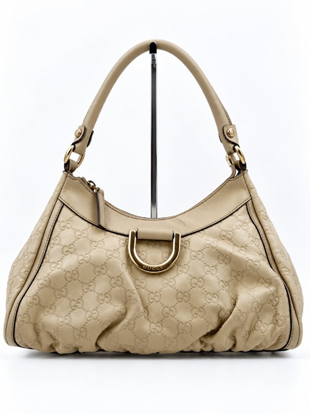 Gucci Beige Guccissima Leather D-Ring Hobo Shoulder Bag
